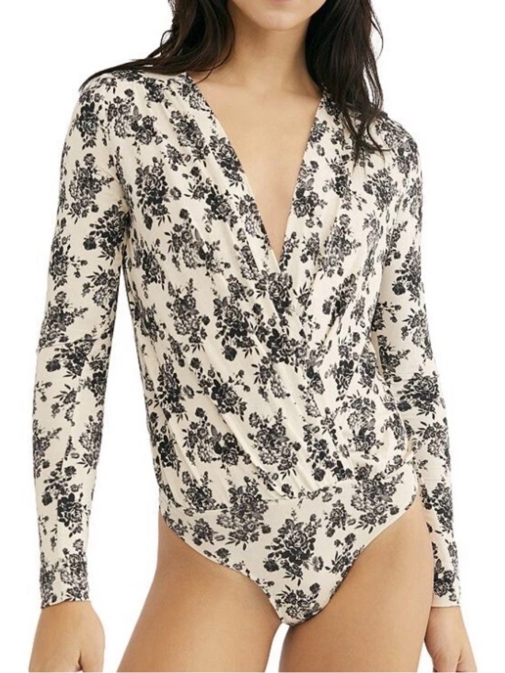 Free People Printed Turnt Long Sleeve Bodysuit
